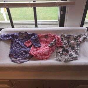 LOT OF THREE KATE QUINN GIRLS KIMONO ONESIES - EUC